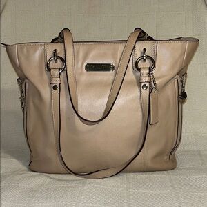 Coach F19456 Tall Gallery Putty Colored Leather Tote